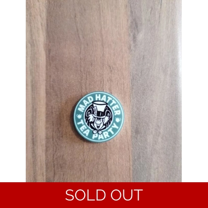 Starbucks Style-Alice In Wonderland-Mad Hatter Tea Party Single Round Pin Badge